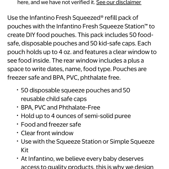 Infantino Fresh Squeezed Food Maker and Storage Pouches - Picture 7 of 7